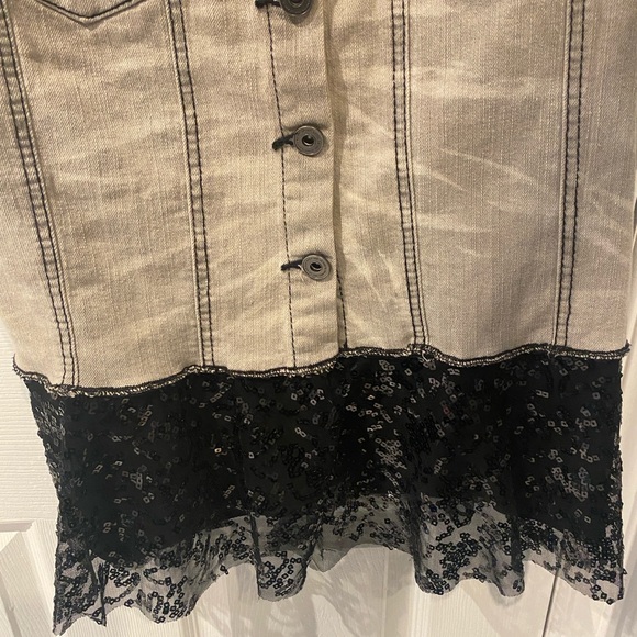 Sapphire Ink sparkly bleached stretch denim vest - Picture 3 of 6